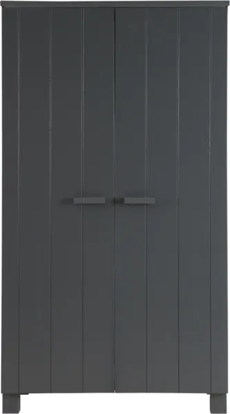 Dennis, Garderob, mörkgrå, H202x55x111 cm, furu